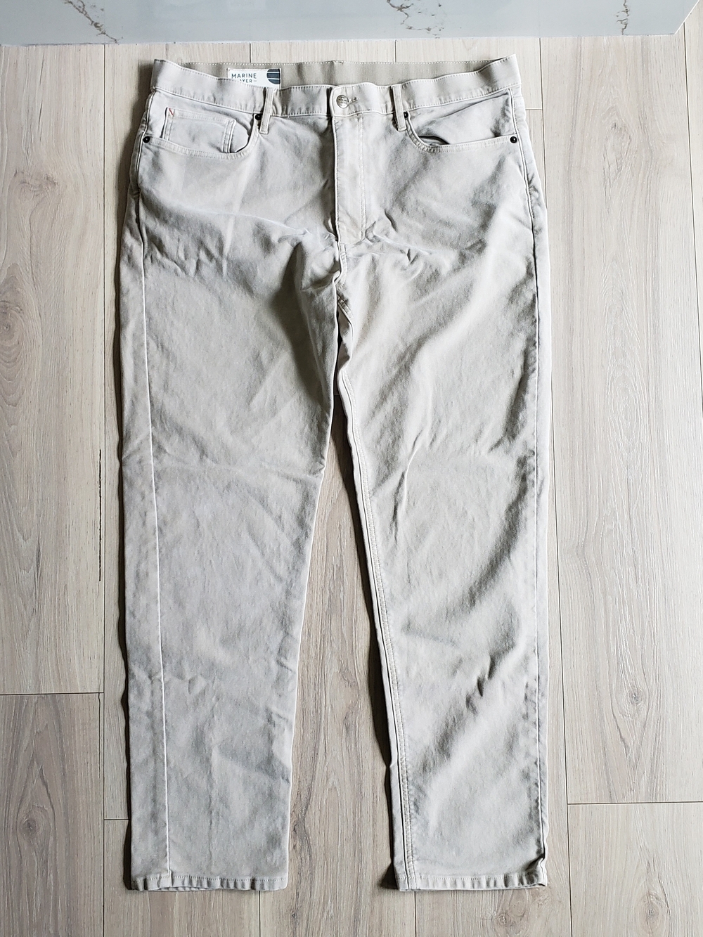 Marine‎ Layer Men's Slim Straight Jeans in Cream